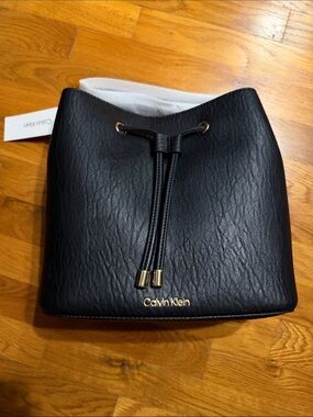 Calvin Klein Black Drawstring Bucket Bag